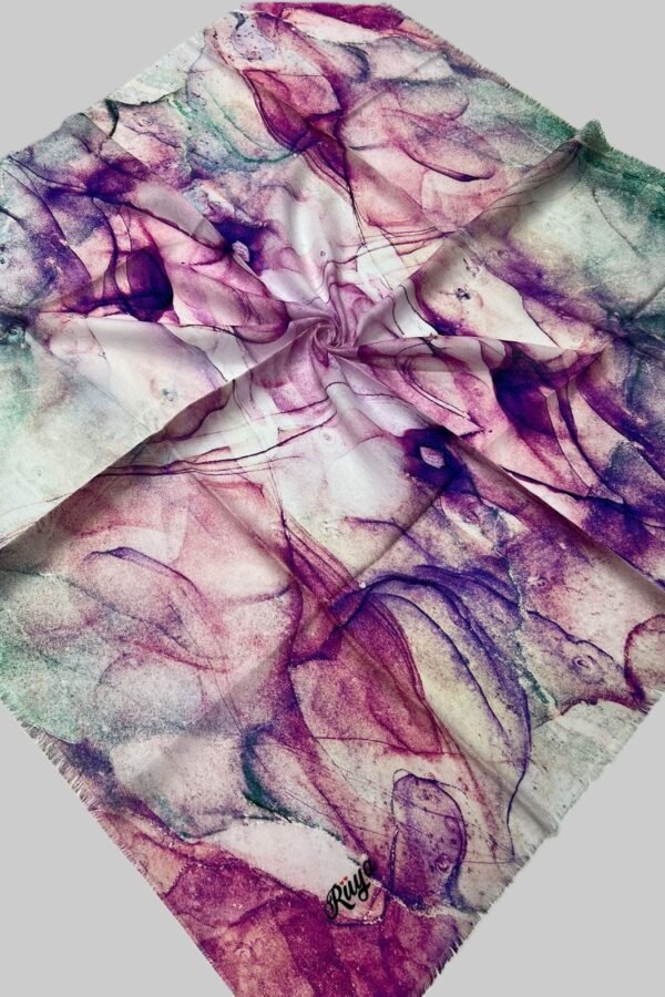 Huma Fashion Rüya Mürdüm & Füme Soyut Sanat Desenli Eşarp