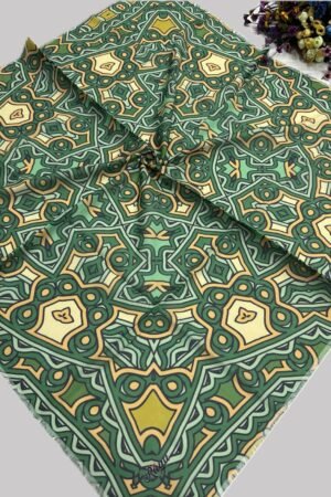 Huma Fashion Rüya Yeşil Labirent Geometrik Desenli Eşarp