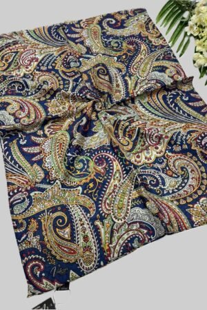 Huma Fashion Valens Trend Lacivert Multi Renk Şal Desenli Eşarp