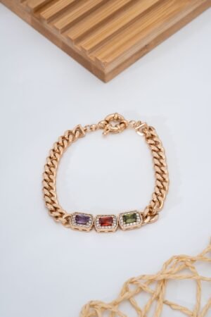 3 Taşlı Çelik Bileklik