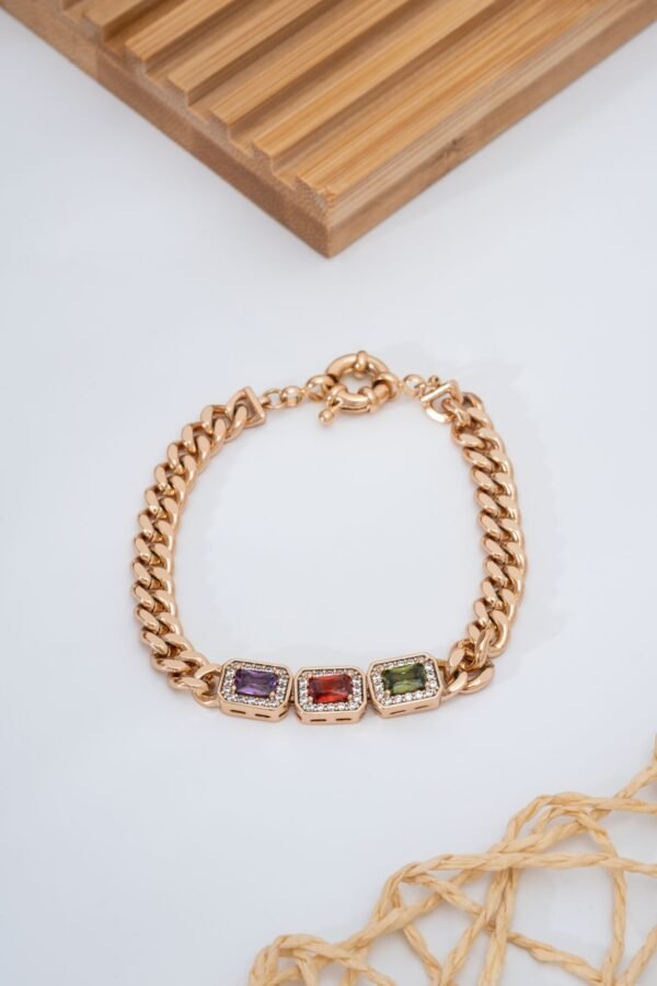 3 Taşlı Çelik Bileklik