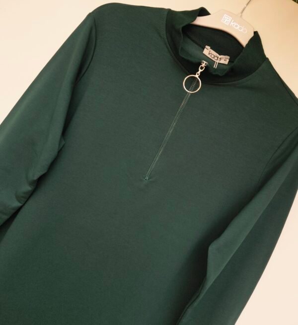 Yarım Fermuarlı Uzun Tunik