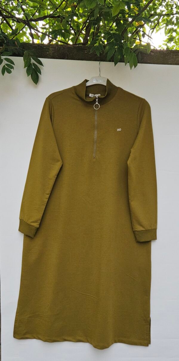 Yarım Fermuarlı Uzun Tunik