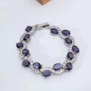 Mor Taşlı Çelik Bileklik