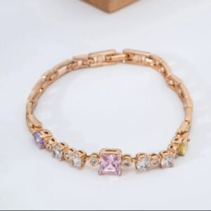 Pembe Taşlı Çelik Bileklik