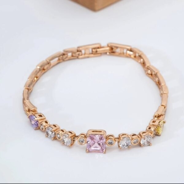 Pembe Taşlı Çelik Bileklik
